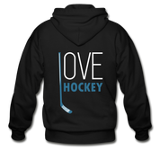 Love Hockey  Zip Hoodie - black