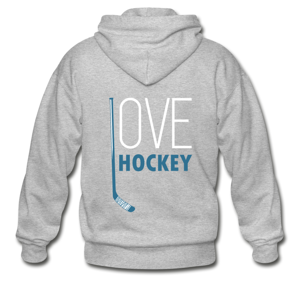 Love Hockey  Zip Hoodie - heather gray