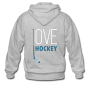 Love Hockey  Zip Hoodie - heather gray