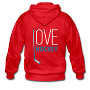 Love Hockey  Zip Hoodie - red
