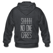 Shhh no one cares Gildan Heavy Blend Adult Zip Hoodie - deep heather
