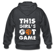 This girl's got game Gildan Heavy Blend Adult Zip Hoodie - deep heather