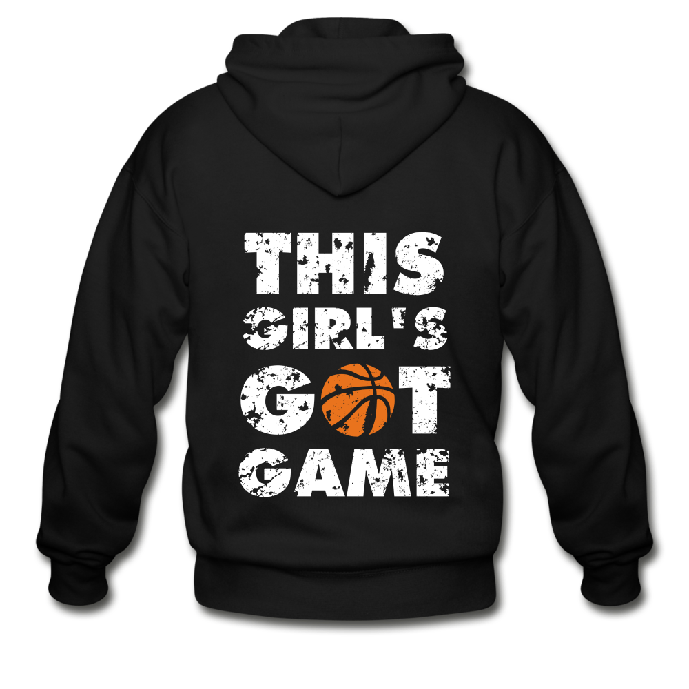 This girl's got game Gildan Heavy Blend Adult Zip Hoodie - black