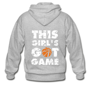 This girl's got game Gildan Heavy Blend Adult Zip Hoodie - heather gray