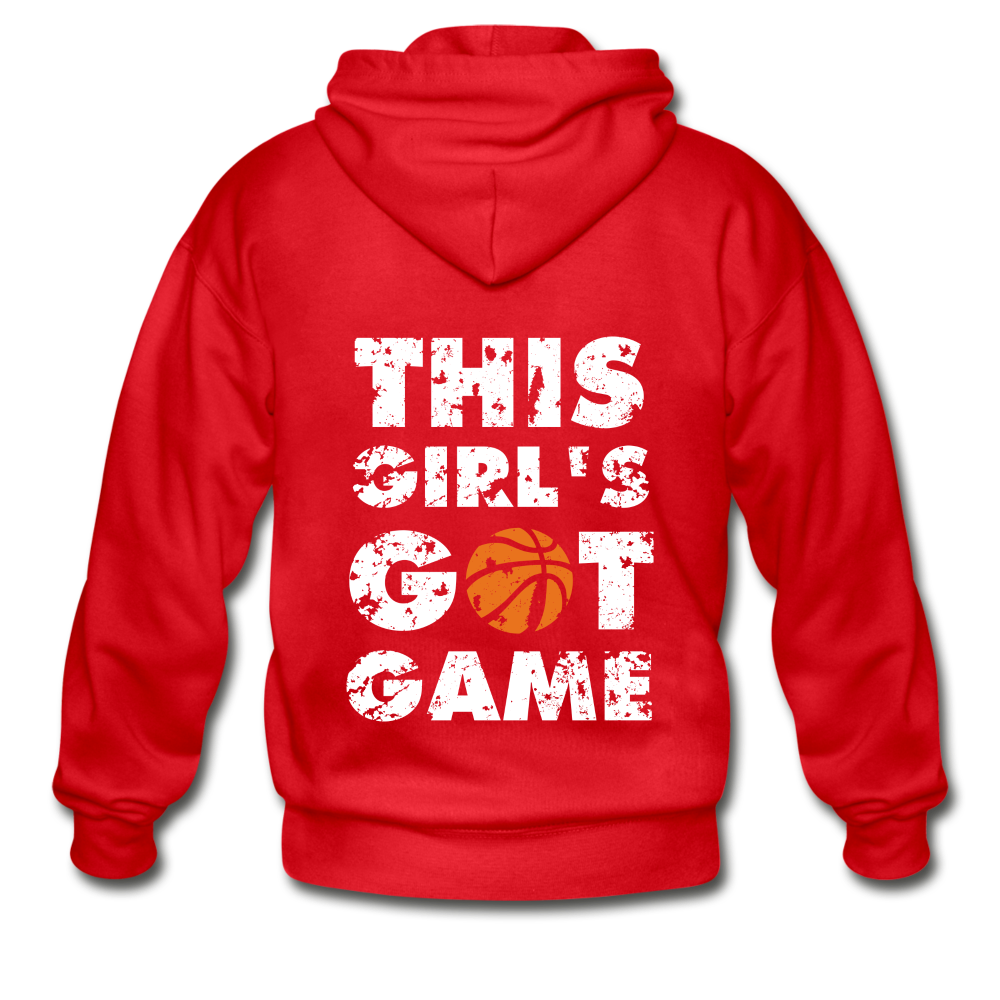 This girl's got game Gildan Heavy Blend Adult Zip Hoodie - red