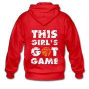 This girl's got game Gildan Heavy Blend Adult Zip Hoodie - red