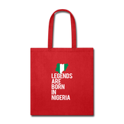 Legends are born in Nigeria Tote Bag - red