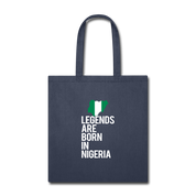 Legends are born in Nigeria Tote Bag - navy