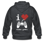 I love video games Gildan Heavy Blend Adult Zip Hoodie - deep heather