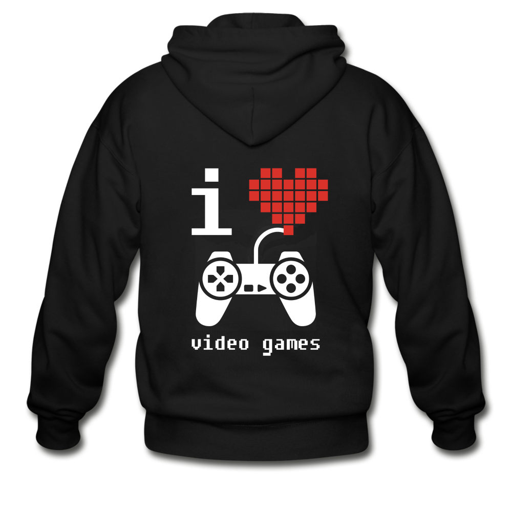I love video games Gildan Heavy Blend Adult Zip Hoodie - black