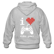 I love video games Gildan Heavy Blend Adult Zip Hoodie - heather gray