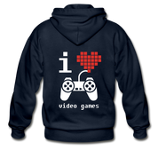 I love video games Gildan Heavy Blend Adult Zip Hoodie - navy