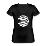 Where my pitches at Women's V-Neck T-Shirt - black