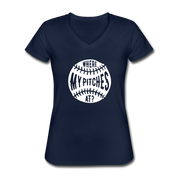 Where my pitches at Women's V-Neck T-Shirt - navy