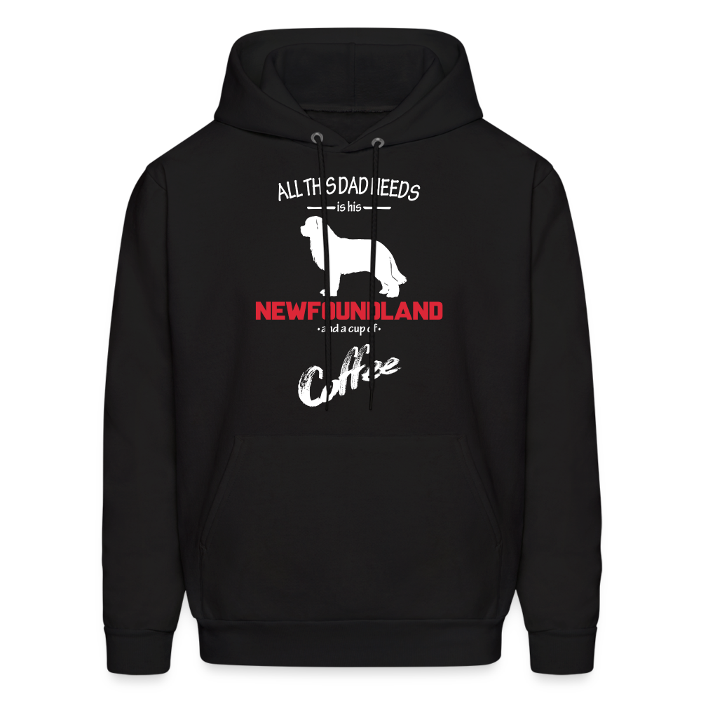 All this Dad needs is his Newfoundland and a cup of coffee Men's Hoodie - black