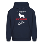 All this Dad needs is his Newfoundland and a cup of coffee Men's Hoodie - navy