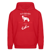 All this Dad needs is his Newfoundland and a cup of coffee Men's Hoodie - red