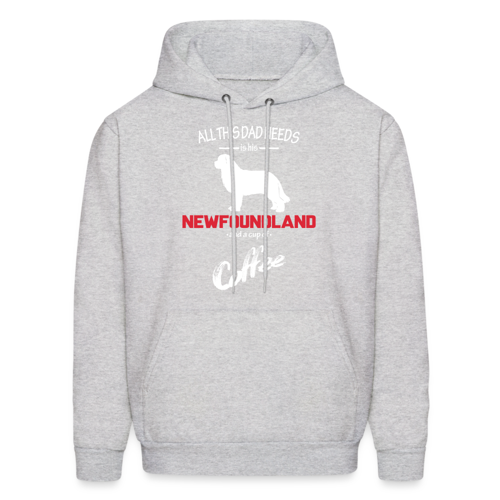 All this Dad needs is his Newfoundland and a cup of coffee Men's Hoodie - ash 