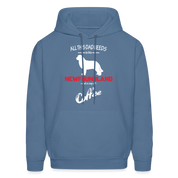 All this Dad needs is his Newfoundland and a cup of coffee Men's Hoodie - denim blue