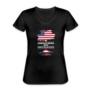 American Grown with italian and puerto rican roots Women's V-Neck T-Shirt - black