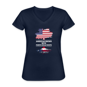 American Grown with italian and puerto rican roots Women's V-Neck T-Shirt - navy