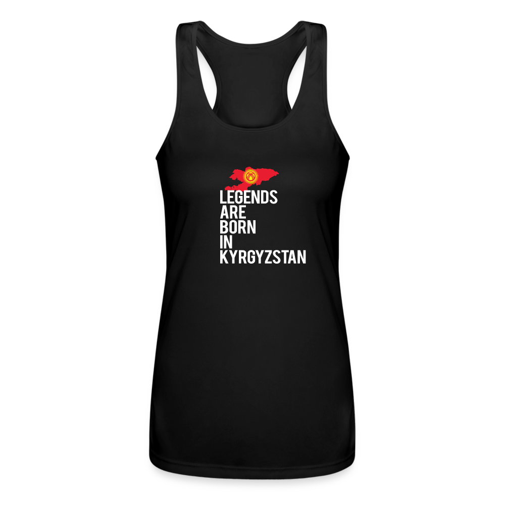 Legends are born in Kyrgyzstan Women’s Performance Racerback Tank Top - black