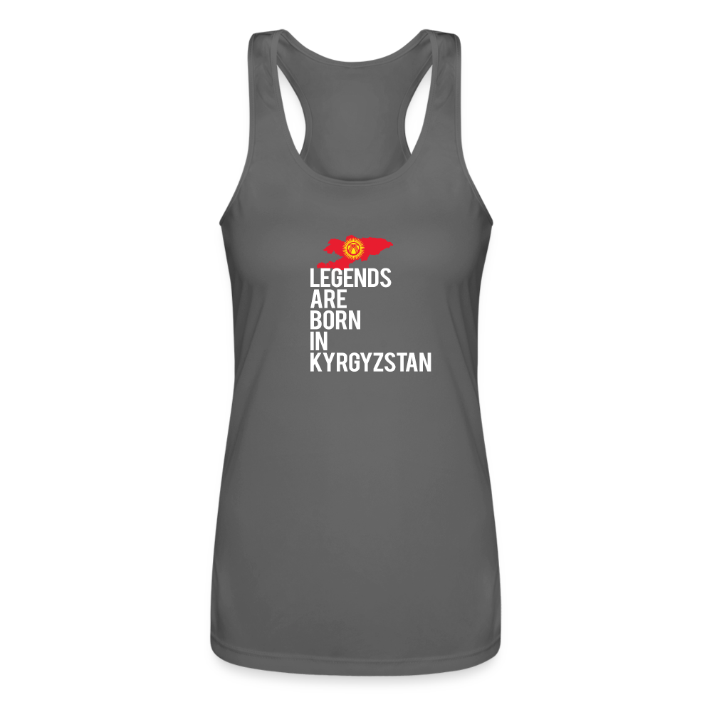 Legends are born in Kyrgyzstan Women’s Performance Racerback Tank Top - charcoal