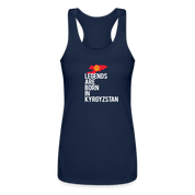 Legends are born in Kyrgyzstan Women’s Performance Racerback Tank Top - navy