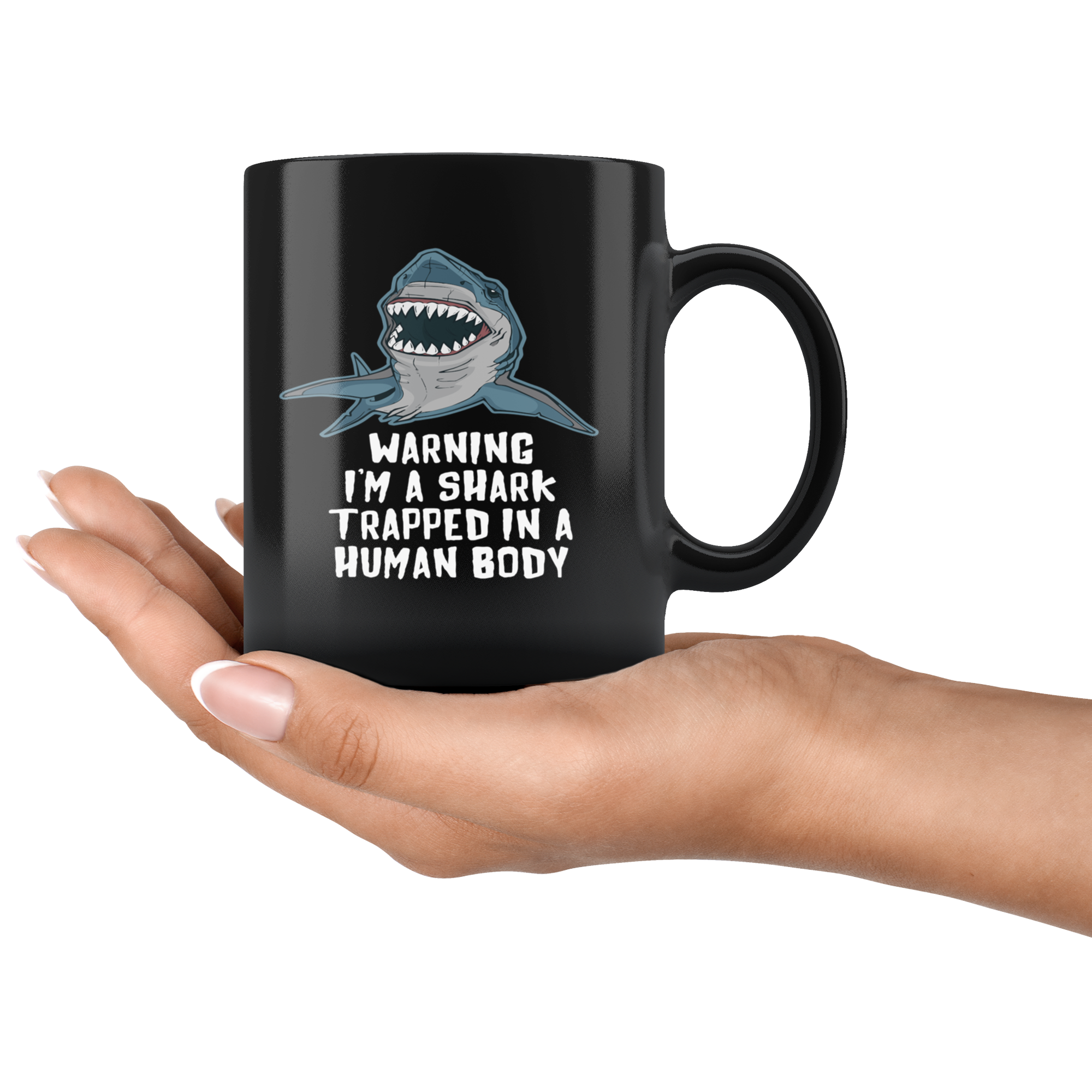 Mug Brazilian Jiu Jitsu BJJ - Warning I'm a shark trapped in a human body mug - BJJ Coffee Cup BJJ Coffee Mug (11oz) Black