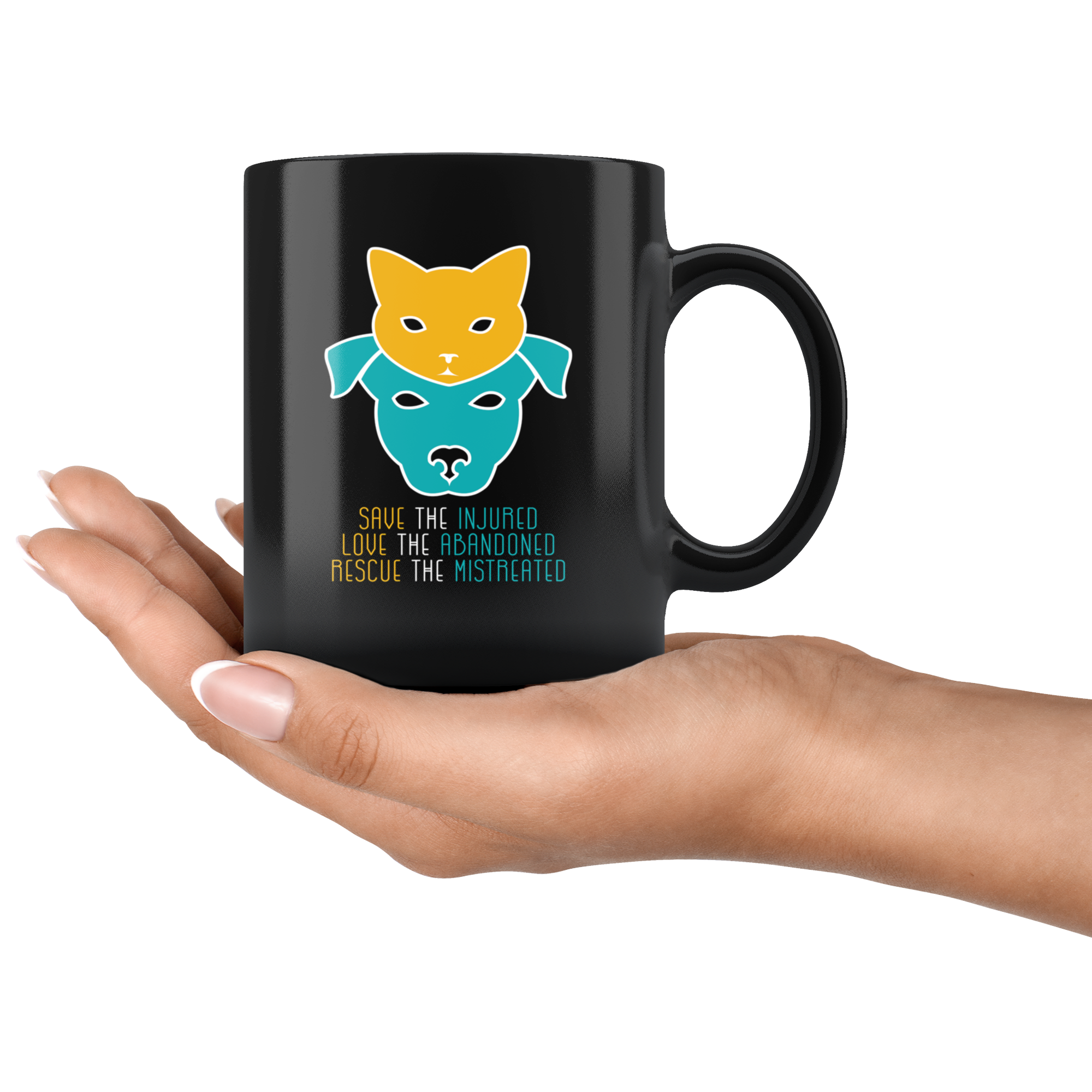 Veterinarian mug - Save the injured, love the abandoned, rescue the mistreated mug - Vet Nurse coffee mug Veterinary coffee cup Black (11oz)