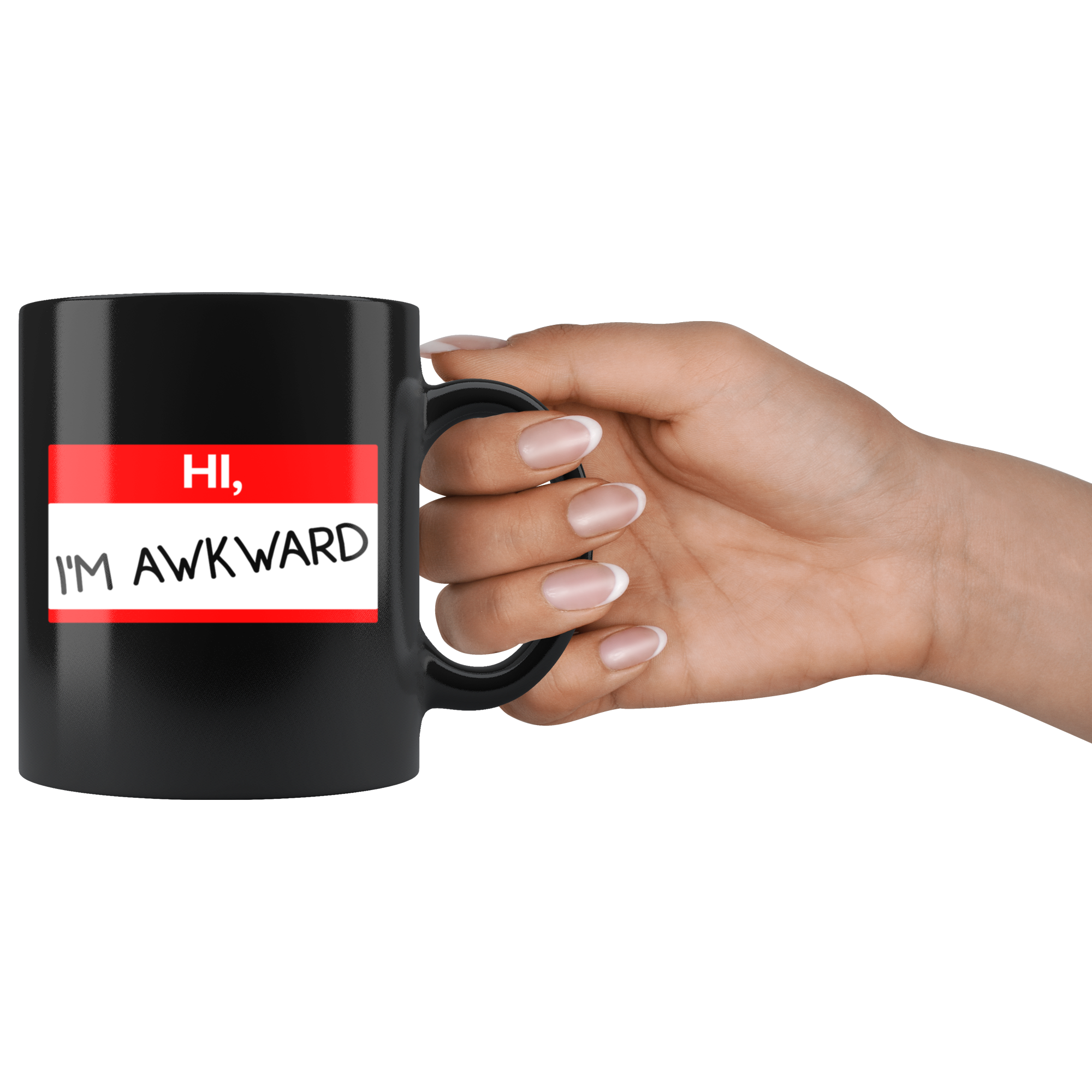 Introverts - Hi, I'm Awkward 11 oz Black Coffee Mug