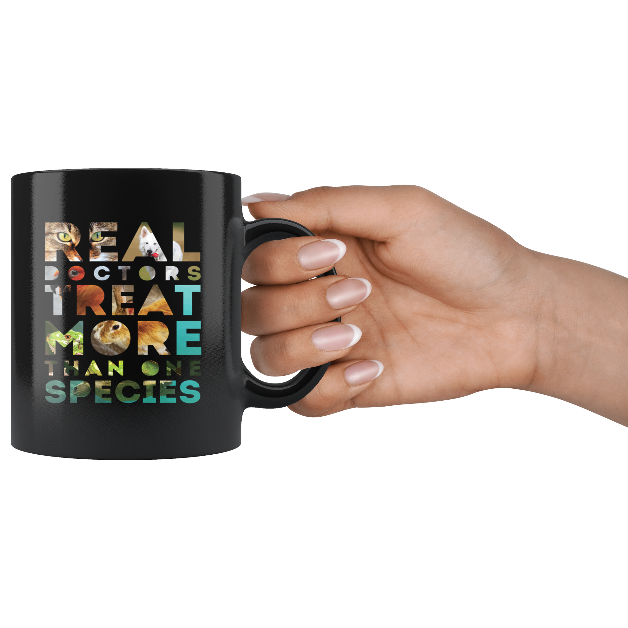 Mug Vet Tech gifts Veterinarian mug Real doctors treat more than one species mug - Vet Nurse coffee mug Veterinary coffee cup Black (11oz)