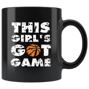 Mug Basketball Gifts - This girl's got game - Basketball Mug Basketball Coffee Cup (11oz) Black