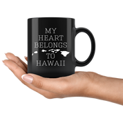 Hawaii cup Hawaii coffee mug - My heart belongs to Hawaii mug - Hawaii coffee cup Hawaii state mug 11oz Black US State mugs
