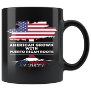Mug Puerto Rican -American, Puerto Rican Heritage - American grown with Puerto Rican roots mug - Puerto Rican Gift (11oz) Black