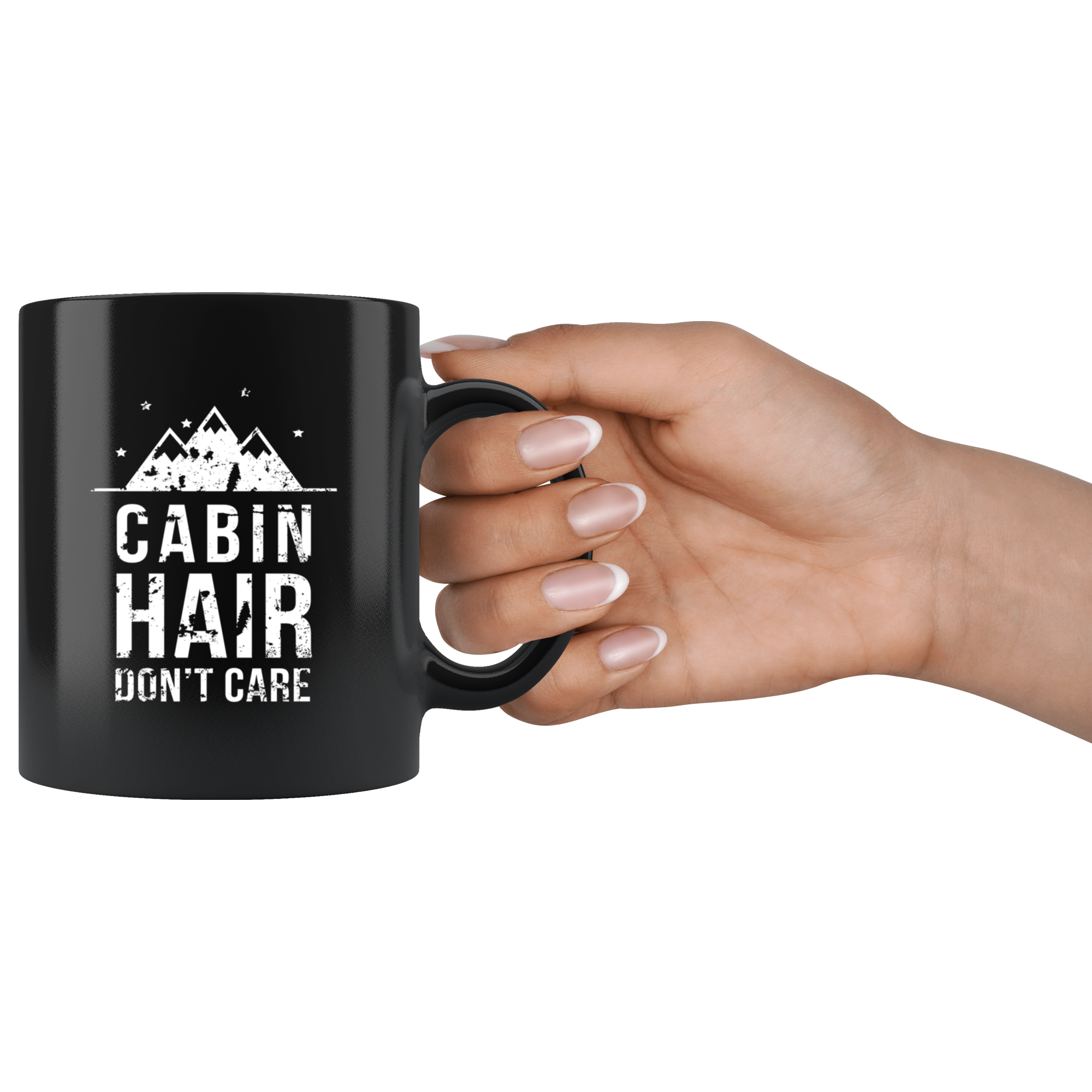 Mug Camping - Cabin hair don't care - Camp Camping Mug Coffee Cups (11oz) Black