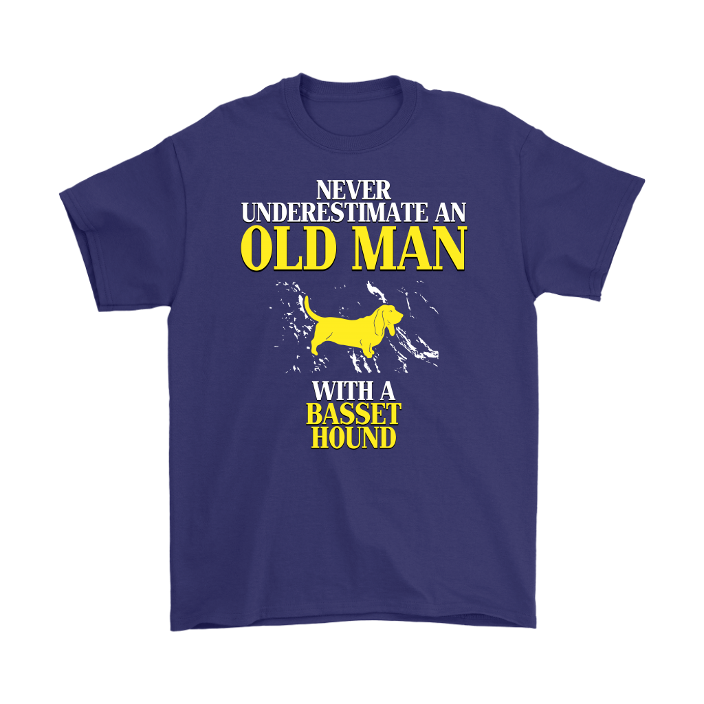 Basset hound Gift, Never underestimate an old man with a Basset hound, Grandpa tee, Unisex T-shirt, Grandfather gift, Grandfather t-shirt