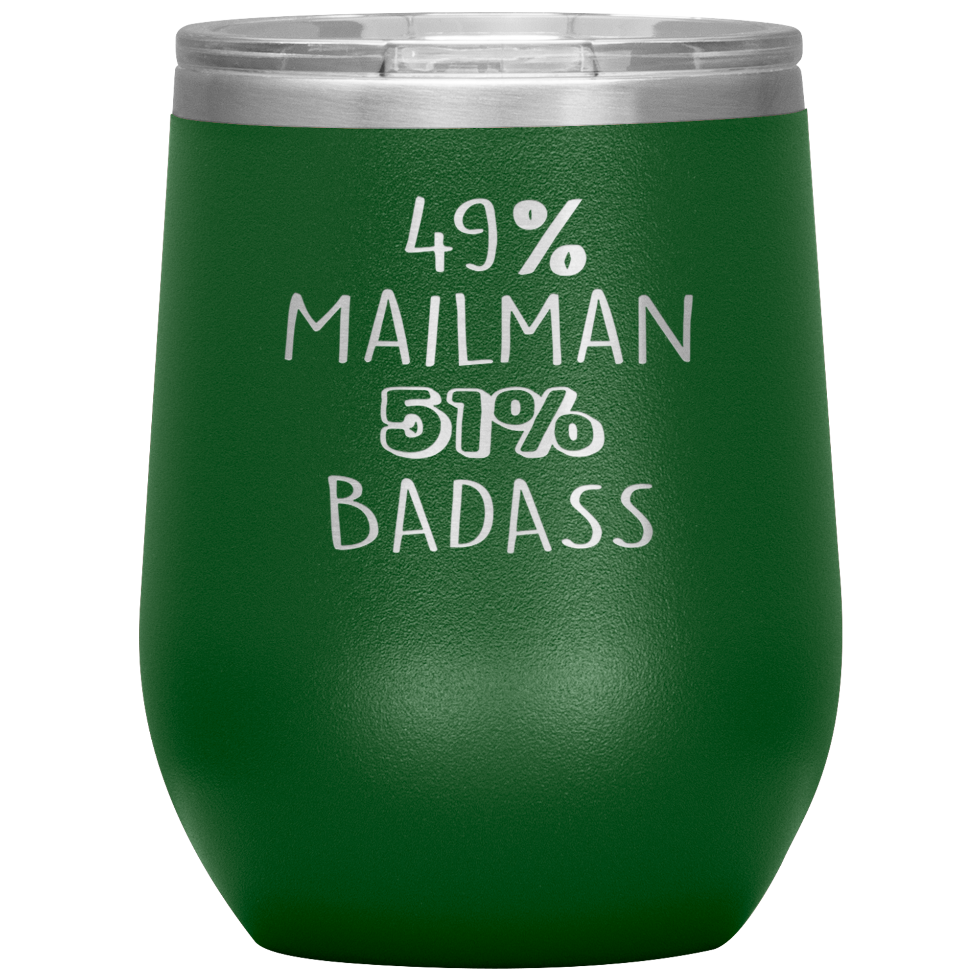 Mailman Gift, 49% Mailman, Badass, 12oz Tumbler, Travel mug, Coffee Tumbler, Present for Mailman Colleague