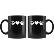 Mug Vet Tech gifts Veterinarian mug - Peace love paws mug - Vet Nurse coffee mug Veterinary coffee cup Black (11oz)