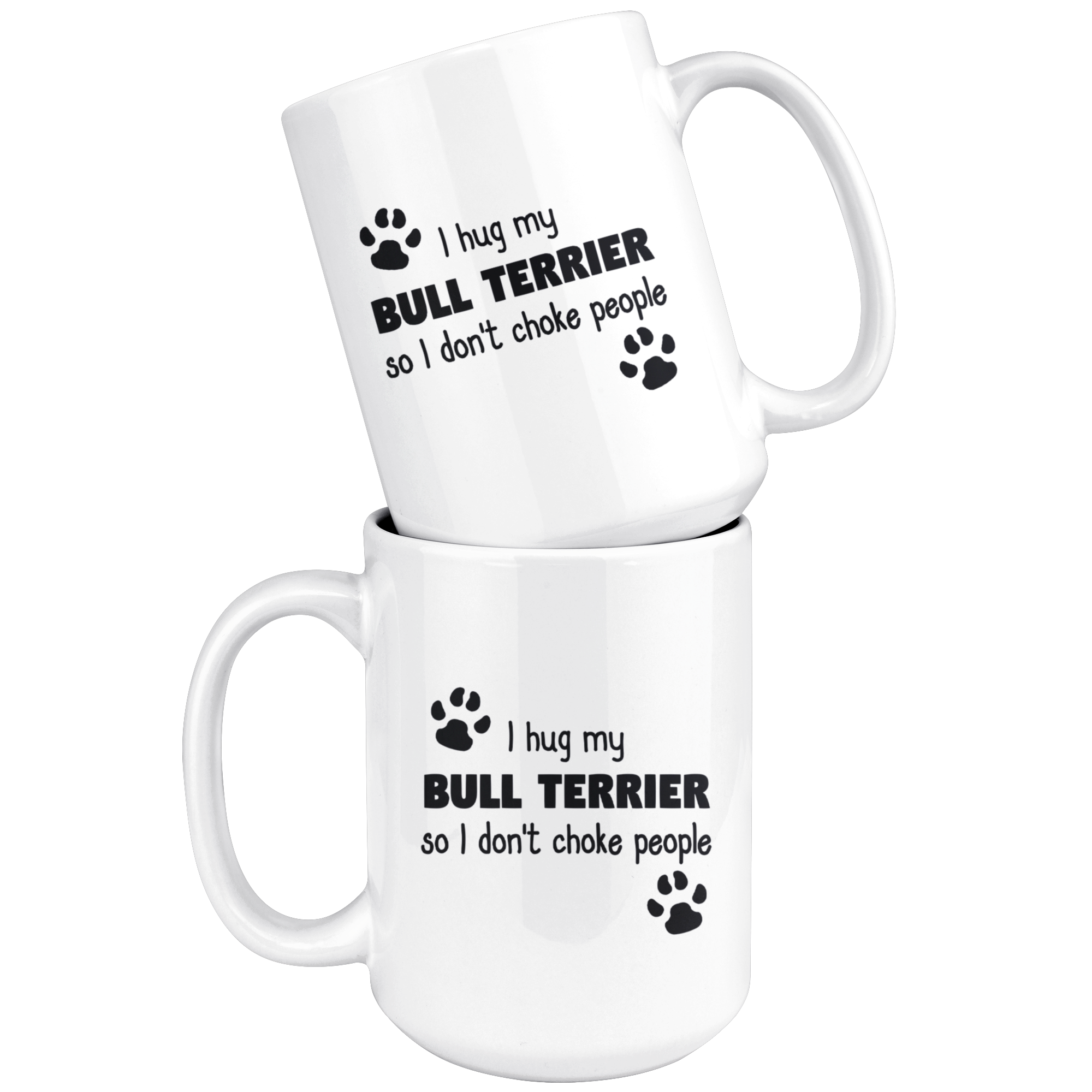 I hug my bull terrier